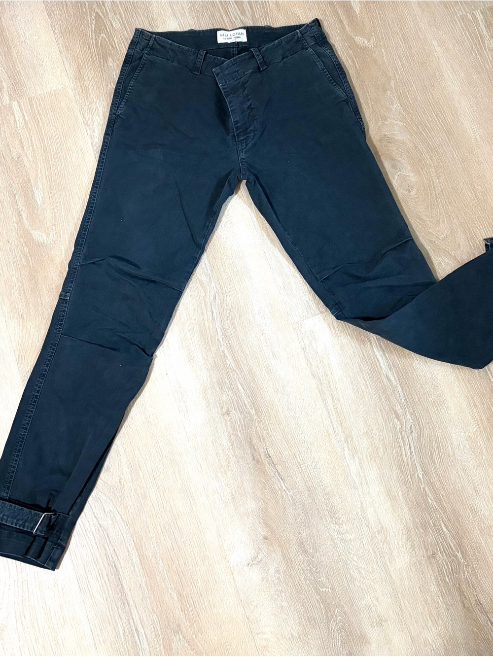 Nili Lotan Gray/Black Slim Women’s Cotton Pants/Jeans